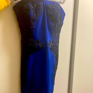 Bright blue Diane Von Furstenburg strapless midi dress